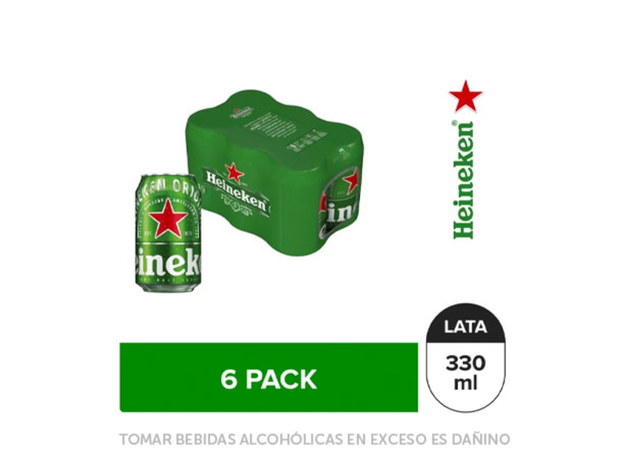 Cerveza Heineken 6 pack Lata 330 ml