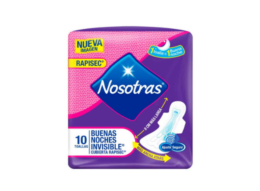 NOSOTRAS TOALLA BUENAS NOCHES INVISIBLE RAPISEC X 10