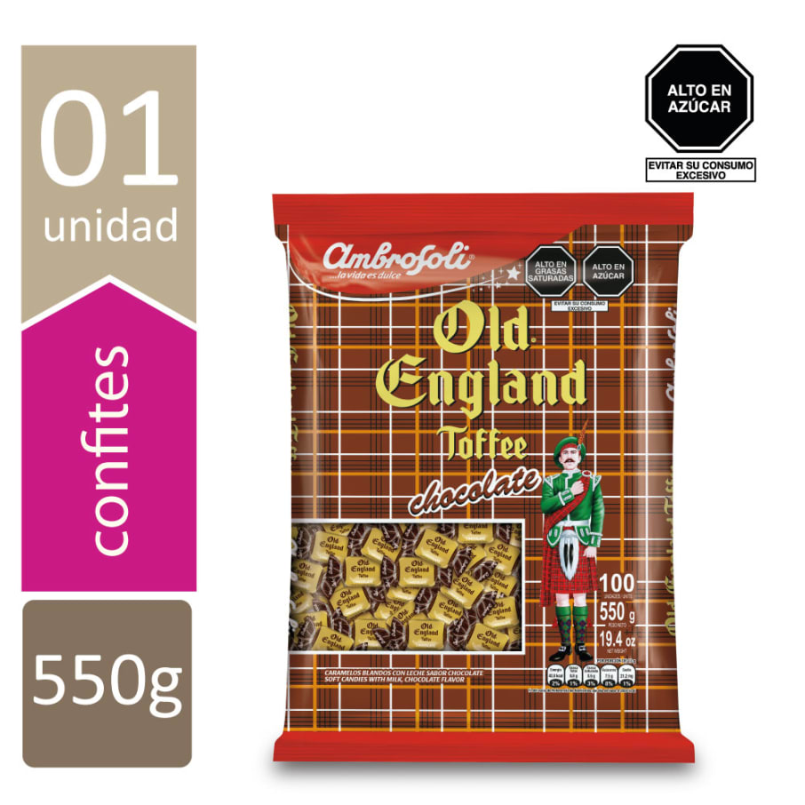 OLD ENGLAND TOFFEE CHOCOLATE BOLSA 550GR 