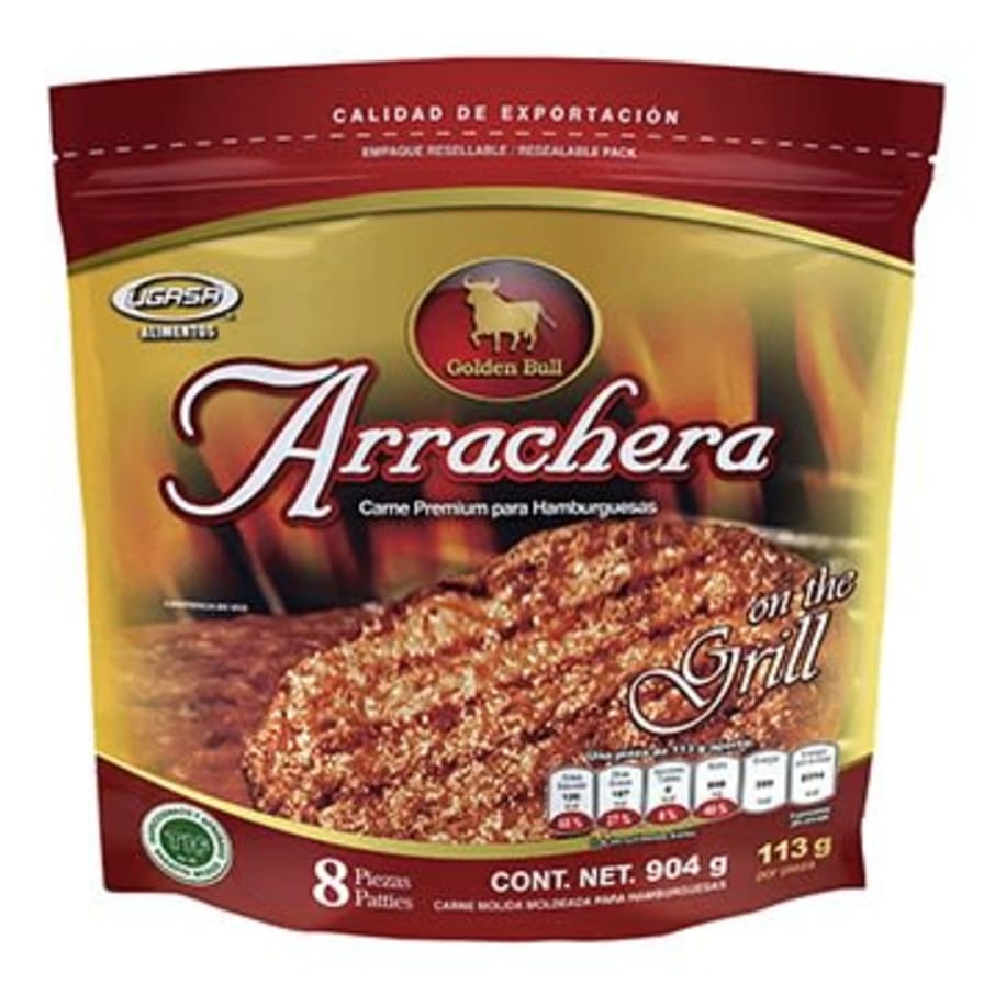 Carne para Hamburguesa De Res Arrachera Golden Bull 8 Pzas 904 g