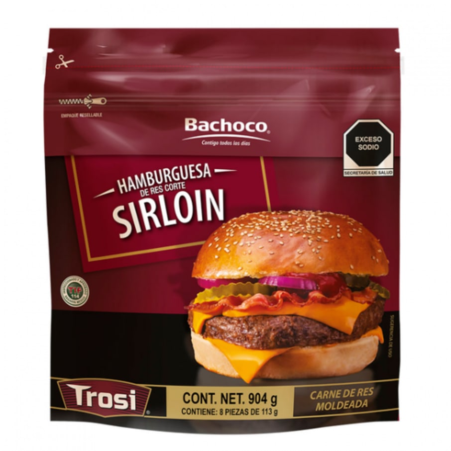 Hamburguesa Sirloin Bachoco c/8 904 g