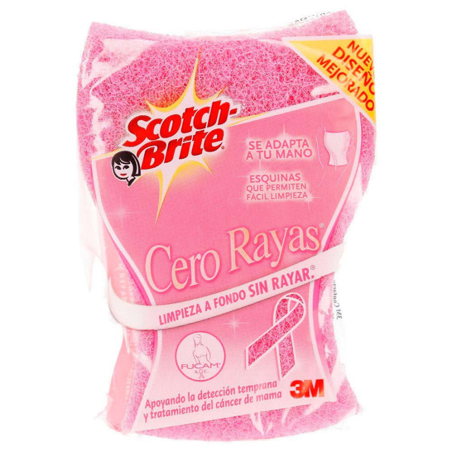 Fibra Esponja Scotch Brite Cero Rayas Rosa 1 U