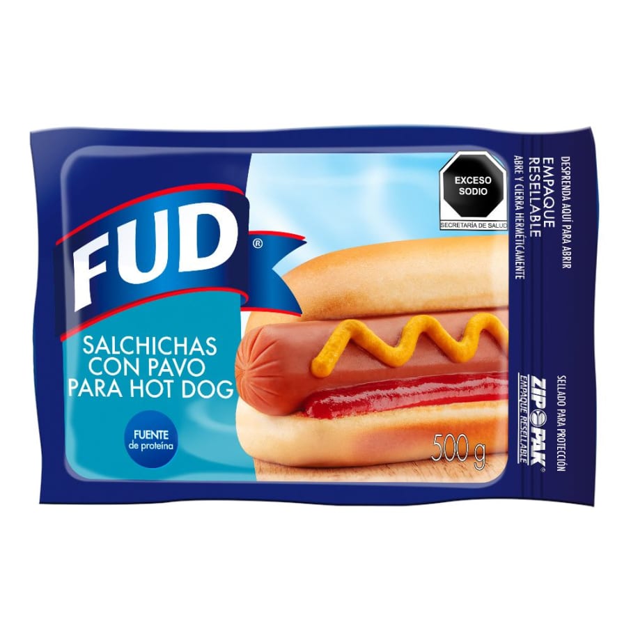 Salchicha de Pavo Fud Para Hot Dog 500 g