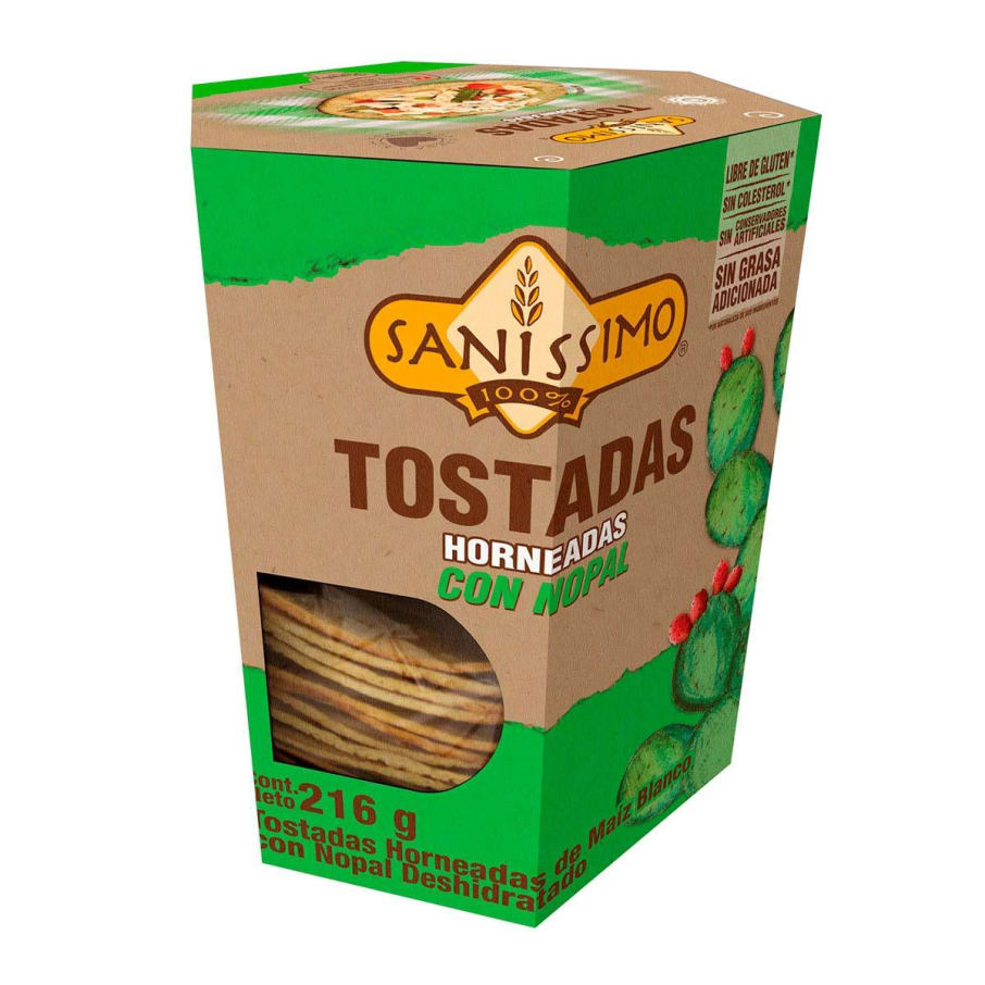 Tostadas Saníssimo Con Nopal Sin Grasa Caja 216 g