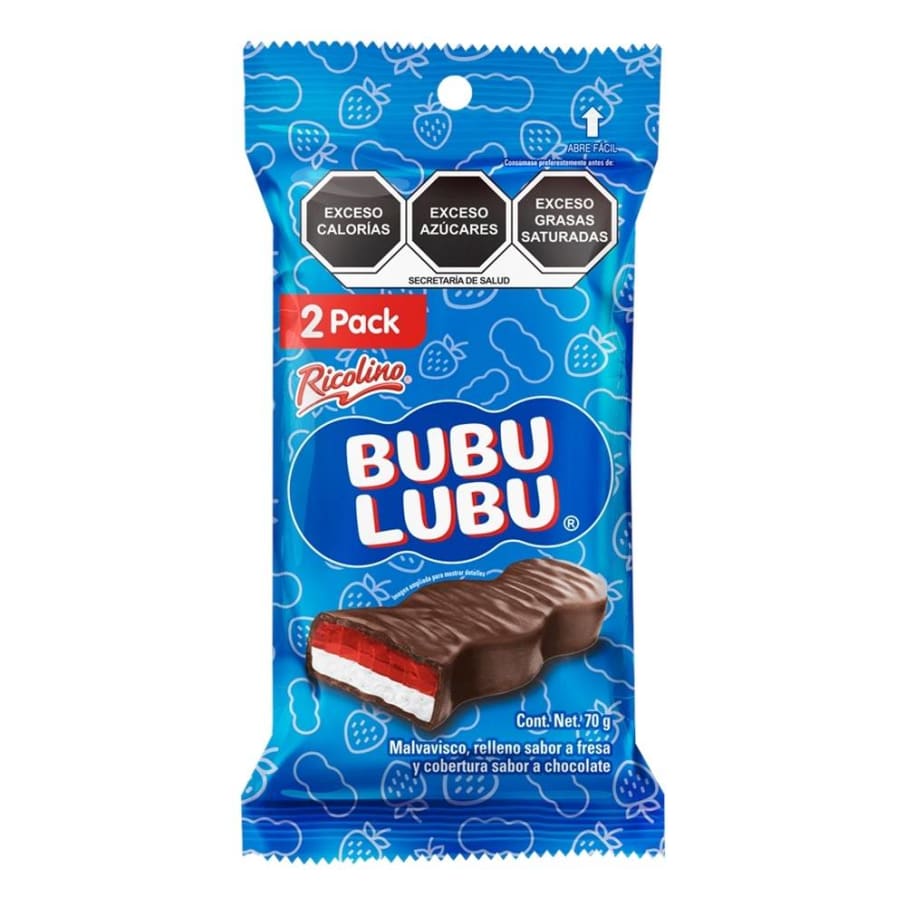 Malvavisco Bubulubu Cubierto de Chocolate Sabor Fresa 35 g x 2 U