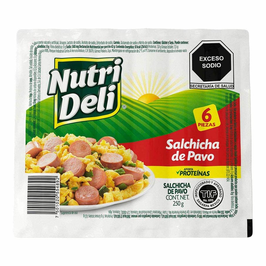 Salchicha Pavo Nutri Deli 250Gr