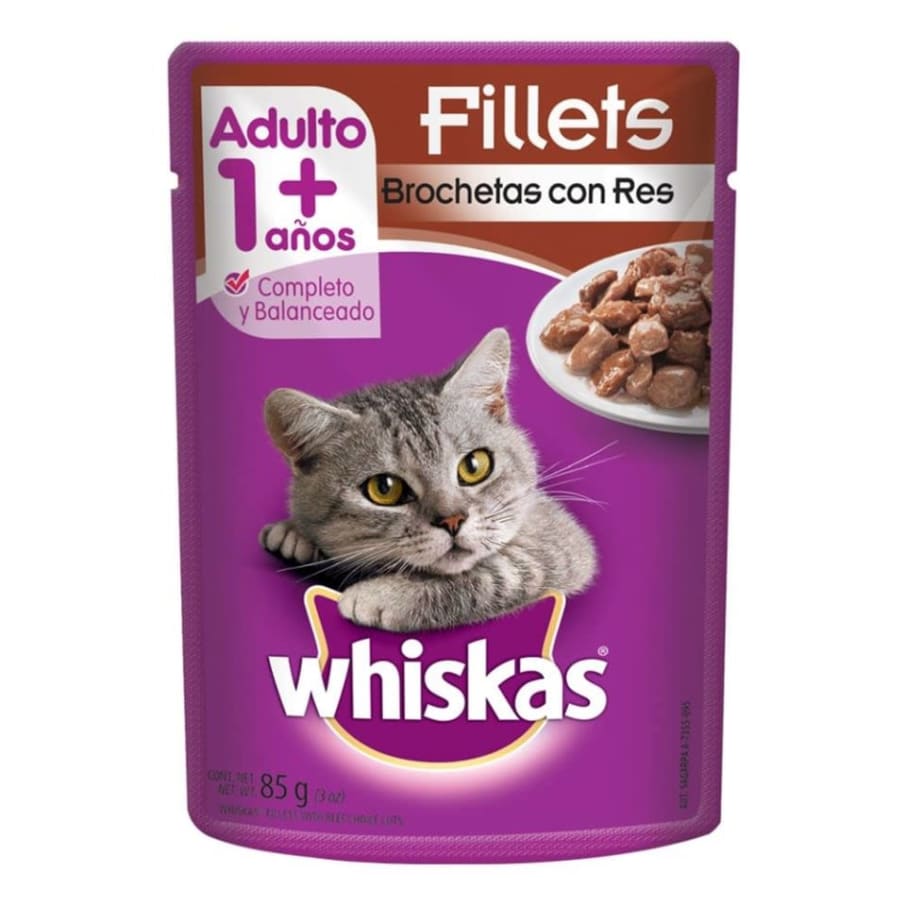 Alimento Para Gato Whiskas Brochetas Con Res Adulto 85 g