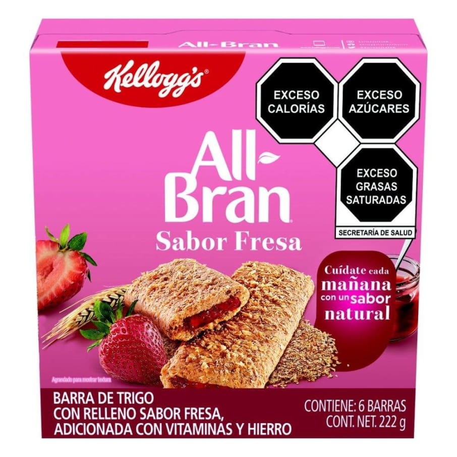 Barras All Bran Rellenas de Fresa 37 g x 6