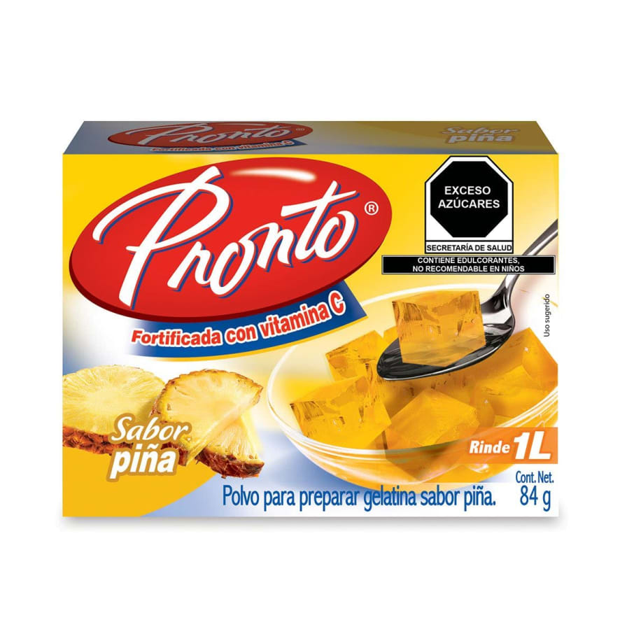 Gelatina de Agua en Polvo Pronto Sabor Piña  84 g