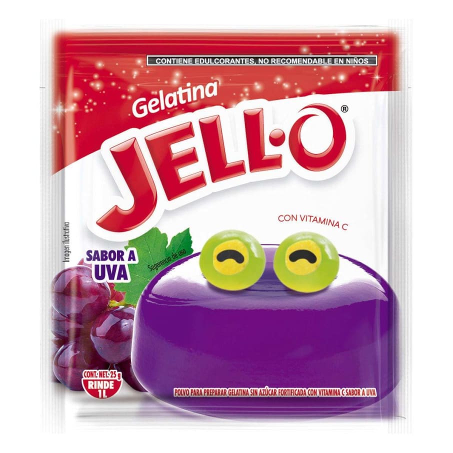 Gelatina de Agua Jell-o Sabor Uva en Polvo 25 g