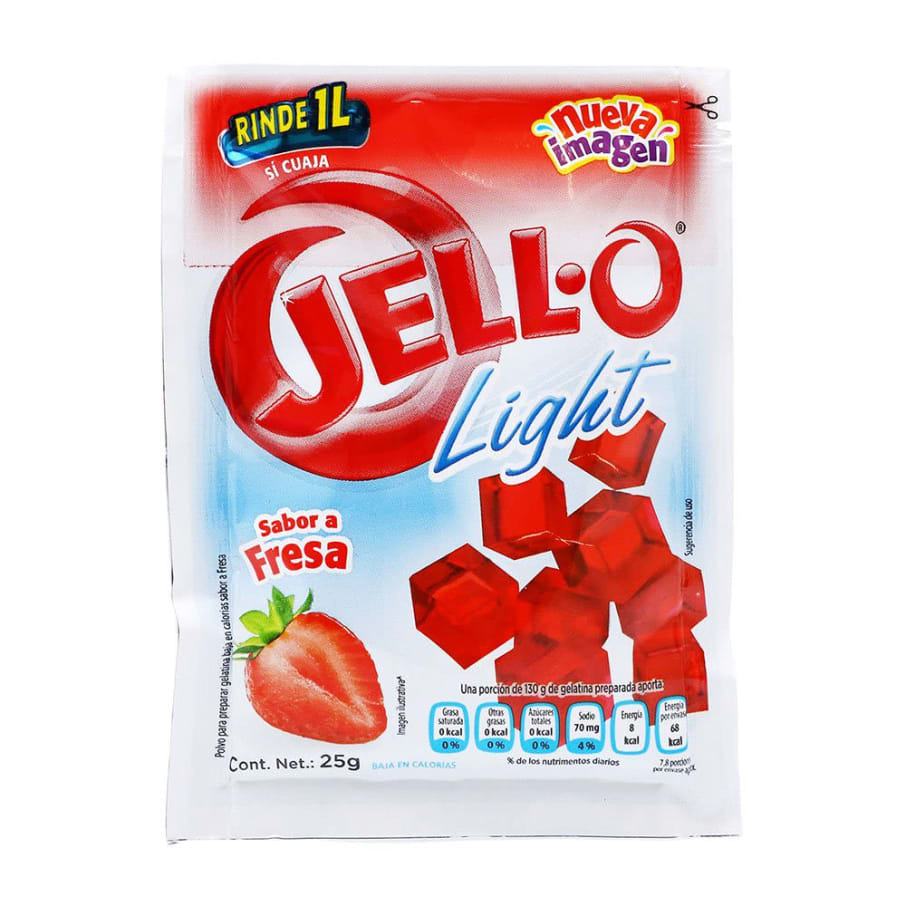 Polvo Para Gelatina Jello Sabor Fresa Light 25 g