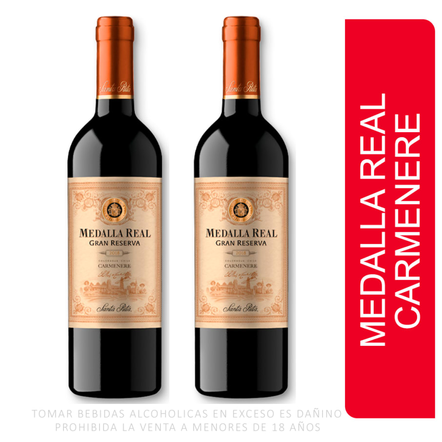 Pack Dúo: Vino Medalla Real Gran Reserva Carmenere 750 Ml