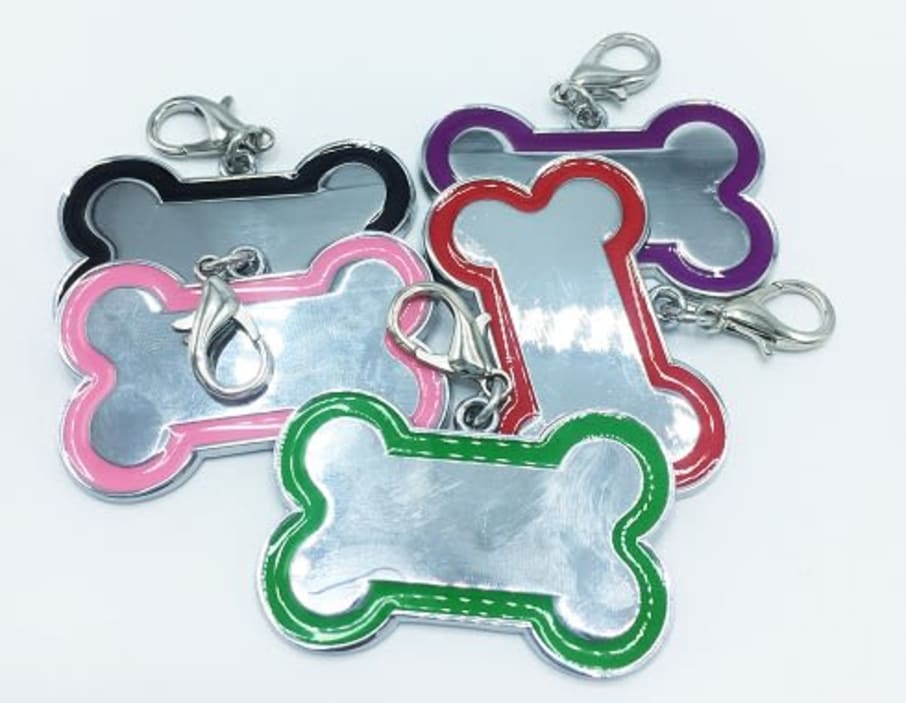 *OF PLACA MASCOTA HUESO PEQUENO C/FILO COLORES VAR