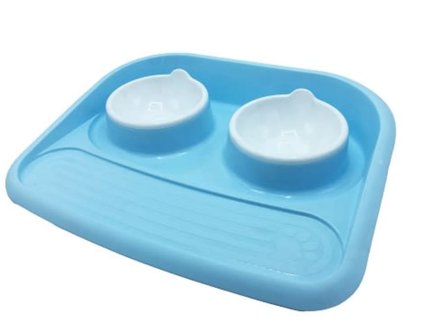 *OF PLATO P/PERRO CELESTE PEQ X2 RED C/BASE BANDEJ