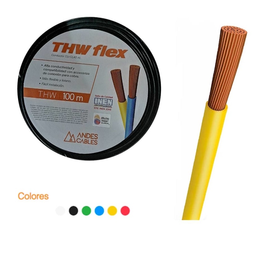 ANDES CABLES FLEXIBLE #8 NEGRO THW AWG 100MT