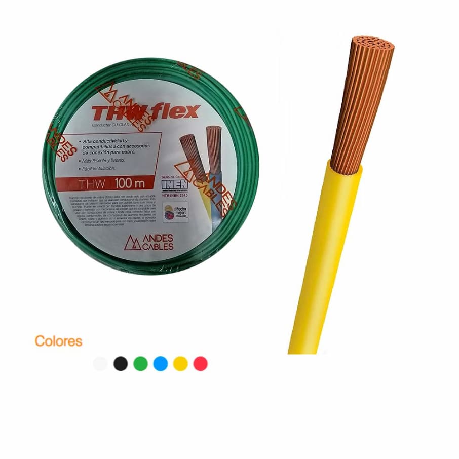 ANDES CABLES FLEXIBLE #8 VERDE THHW AWG 100MT