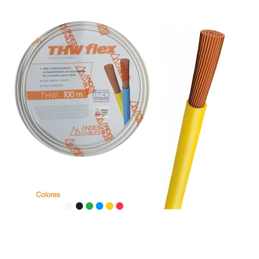 ANDES CABLES FLEXIBLE #8 BLANCO THW AWG 100MT