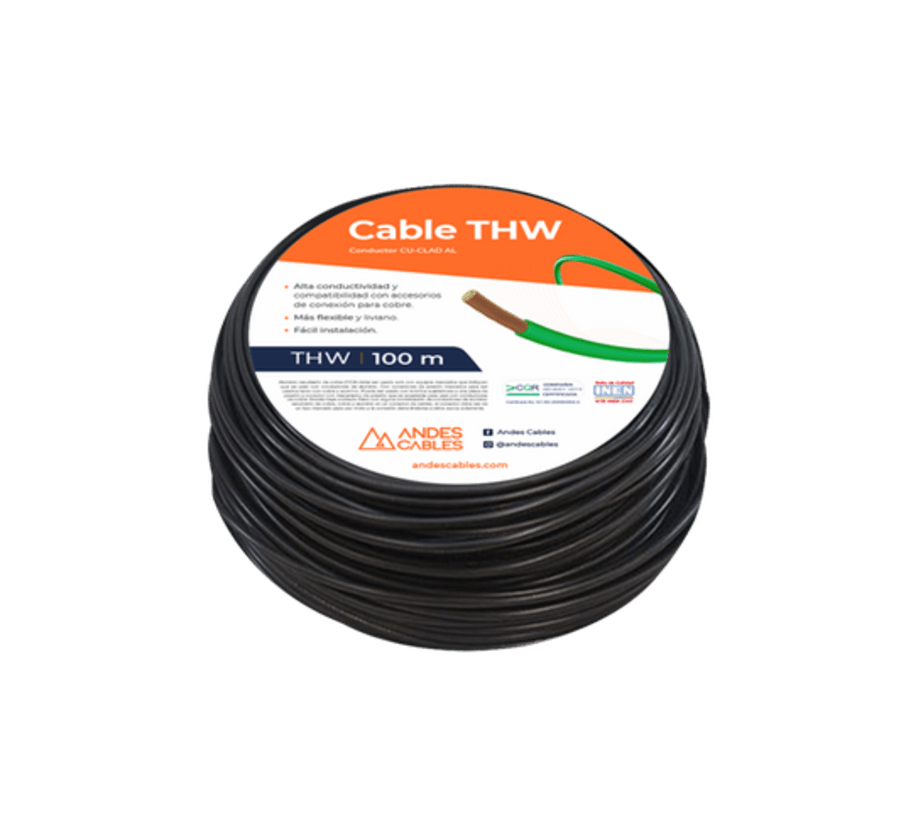 ANDES CABLES FLEXIBLE #6 NEGRO THW AWG 100MT
