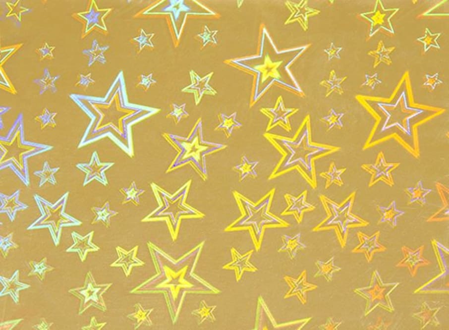 PAQ. 25H 230GSM ESPEJO HOLOGRAFICO DORADO ESTRELLA MEDIO PLIEGO 50X70CM