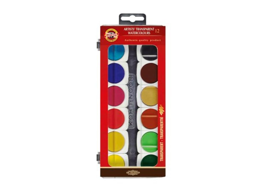 CAJA ACUARELA 12 COLORES TRANSP. 175505