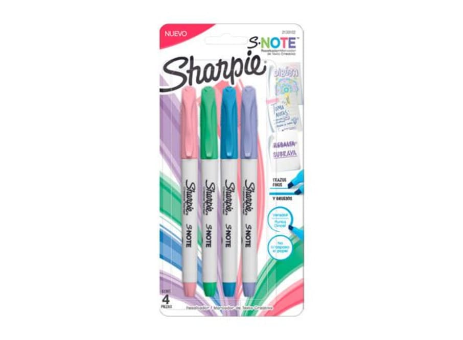 RESALTADOR SHARPIE NOTE PASTEL EN BLISTER X 4