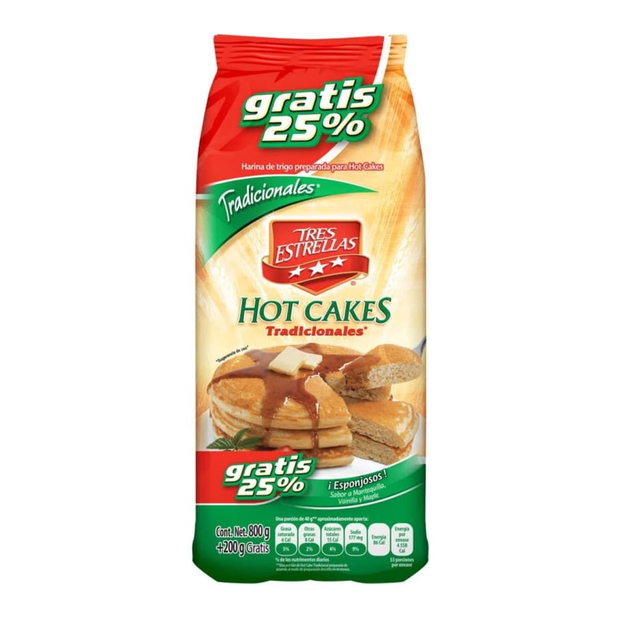 Harina Hot Cakes 3 Estrellas 800 Gr + 25% Mas Gratis