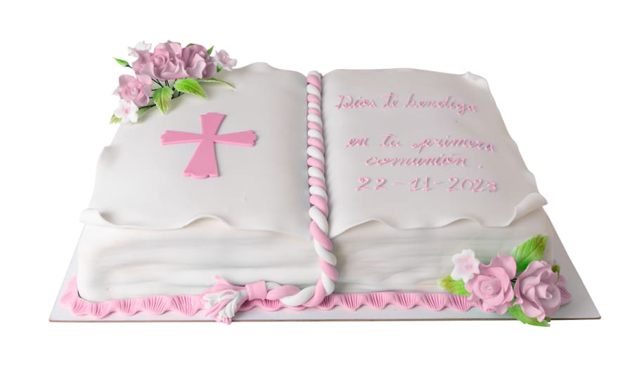Rectangular Comunión Biblia Rosada ARABE (Disponible para pedidos realizados de Domingo a Viernes)