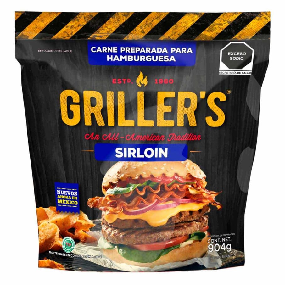 Hamburguesa Sirloin Grillers 8 Pzas 904 Gr