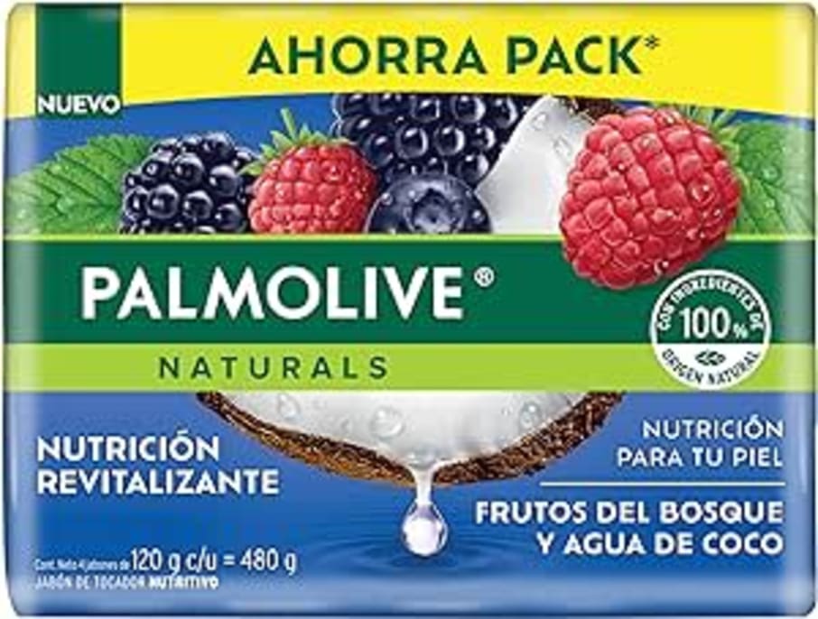 Jabon Palmolive Naturals Frutos Del Bosque Y Agua De Coco 4X120Gr