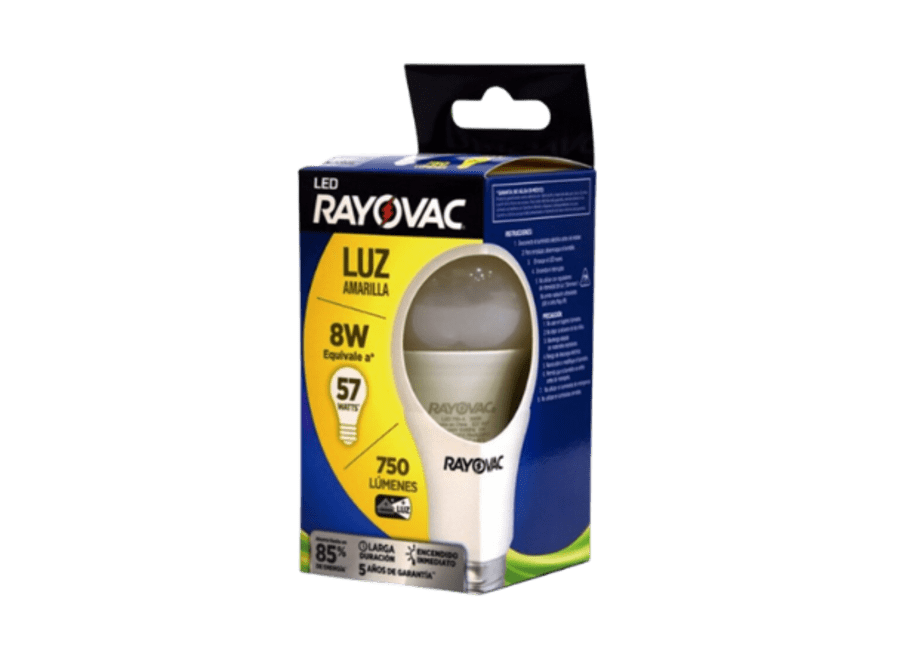 Ampolleta Led 8W Luz Amarilla (57W) Rayovac