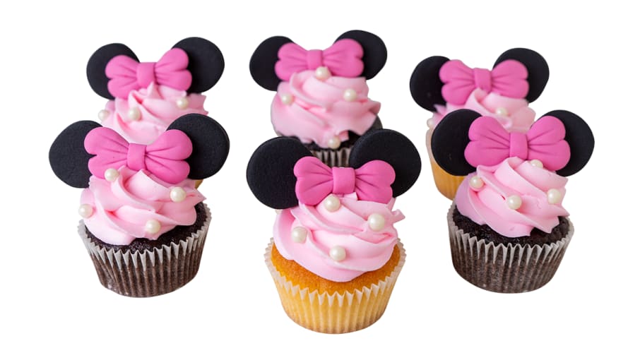 Mini Cupcakes Minnie Lazos Buttercream (Disponible para pedidos realizados de Domingo a Viernes)