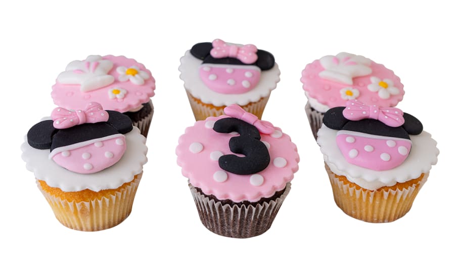 Mini Cupcakes Minnie Rosado (Disponible para pedidos realizados de Domingo a Viernes)