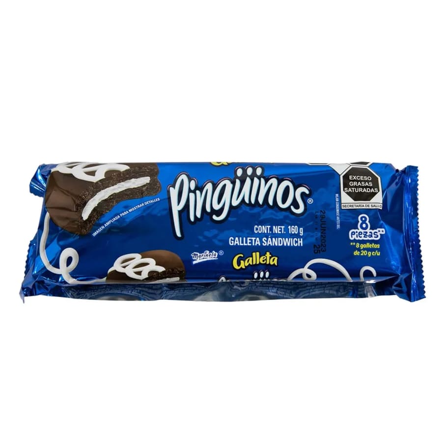 Galleta Pingüinos Marinela Tubo 160 Gr 8Pz Aa Y A