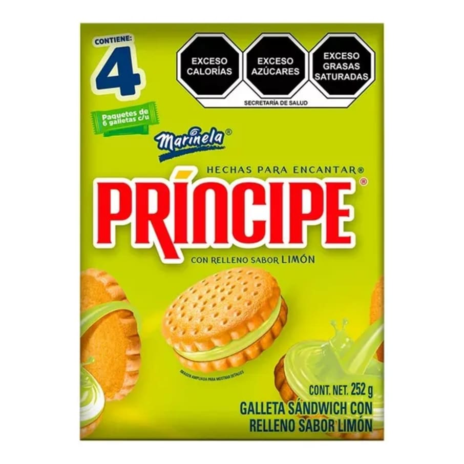 Galletas Principe Limon 252 Gr Marinela 4P