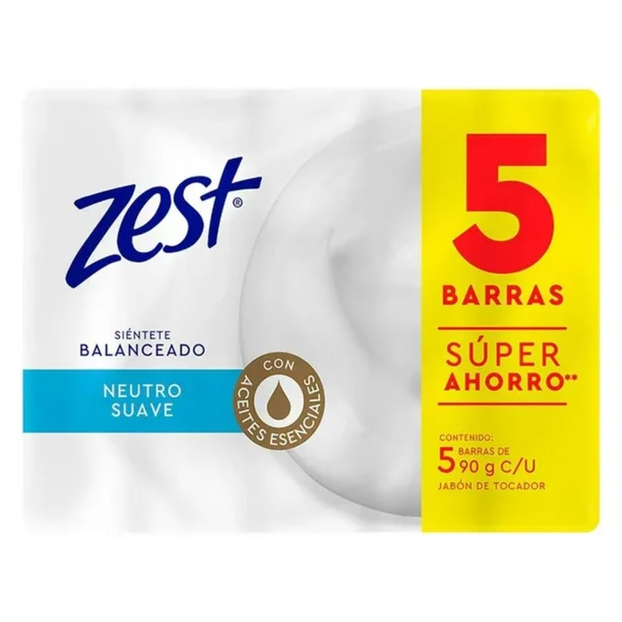 Jabon Zest Jab Neutro 90G 5 Pack