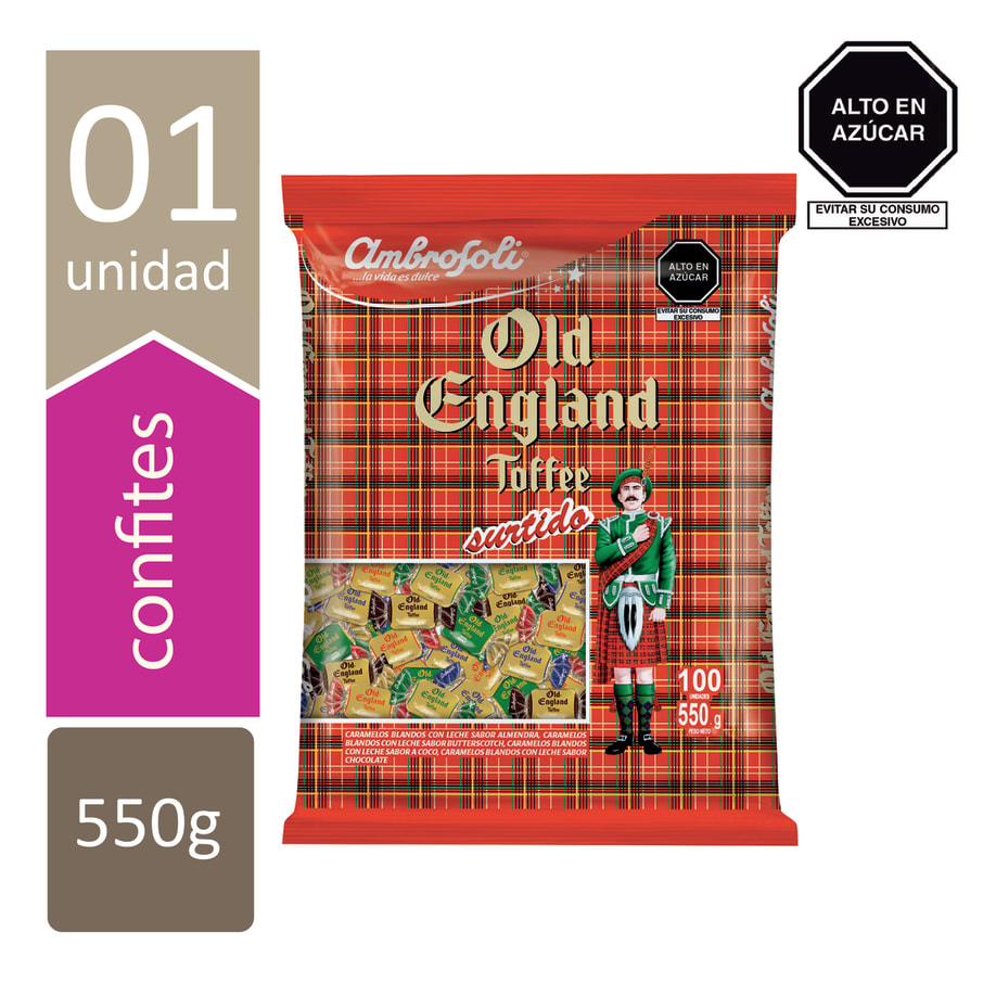 OLD ENGLAND TOFFEE SURTIDO BOLSA 550GR 