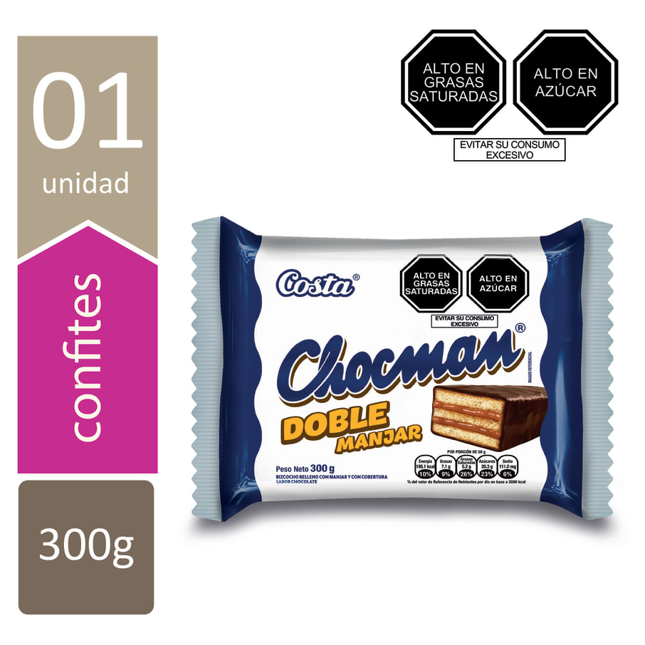 BIZCOCHO CHOCMAN DOBLE MANJAR 6X50 GR