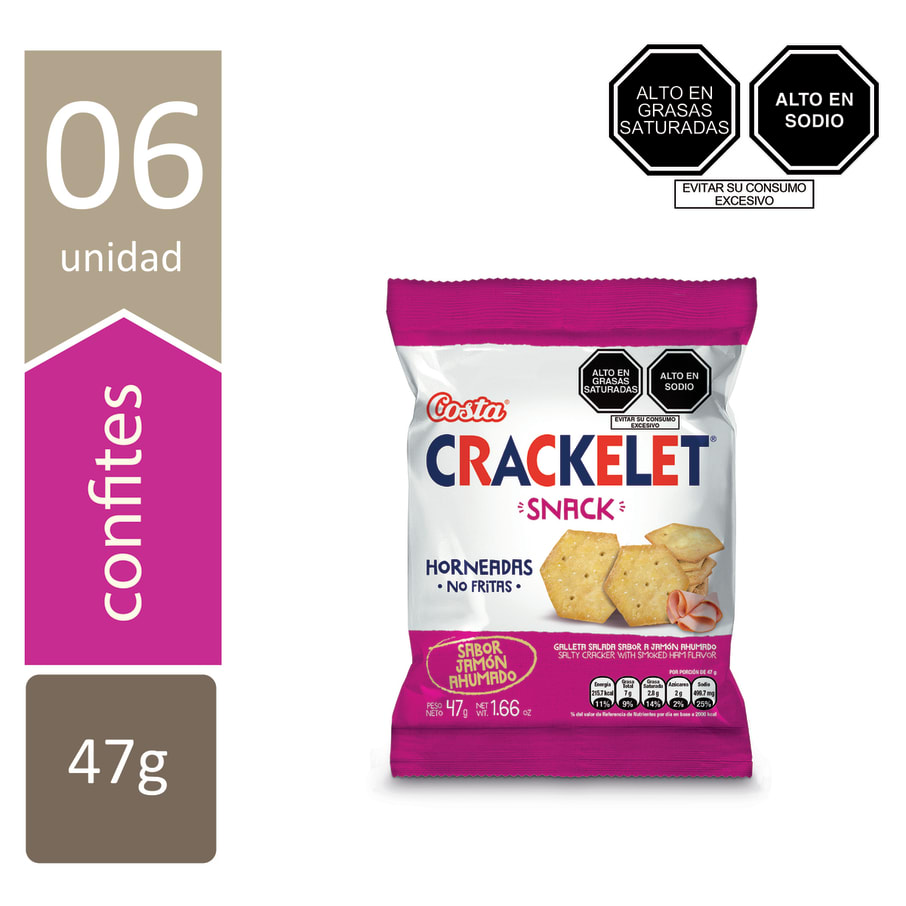 CRACKELET SNACK JAMON DP 6x47 GR