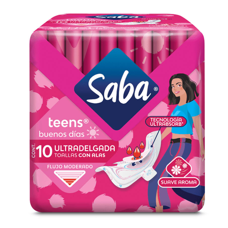 Toalla Sanit. Saba Teens Normal C/Alas 10Pz