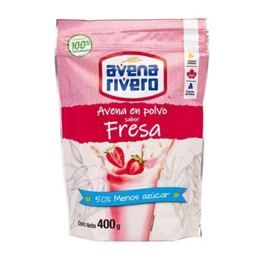 Avena En Polvo Fresa Rivero 400 Gr Menos Azucar Todas