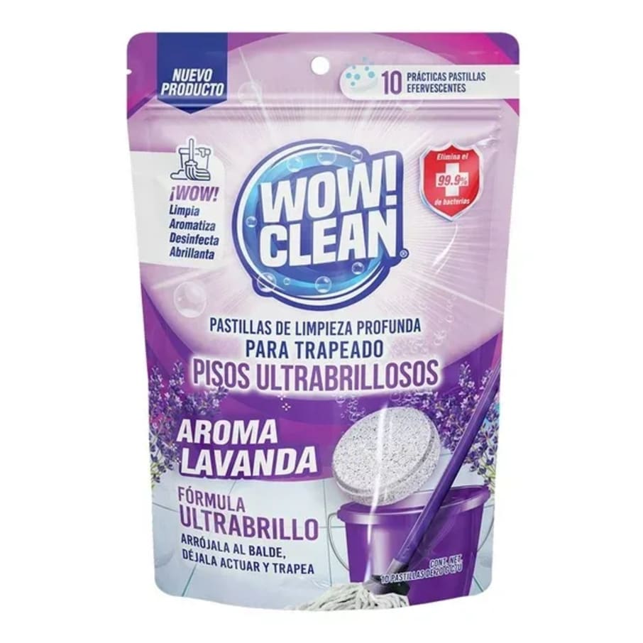 Wow Clean Pastillas Trapeado Pisos Ultrabrillosos Lavanda 10 Pza