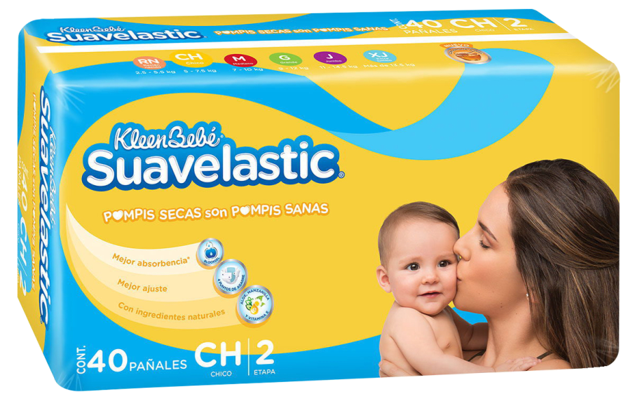 Pañal Kbb Suavelastic Max Chico C/40