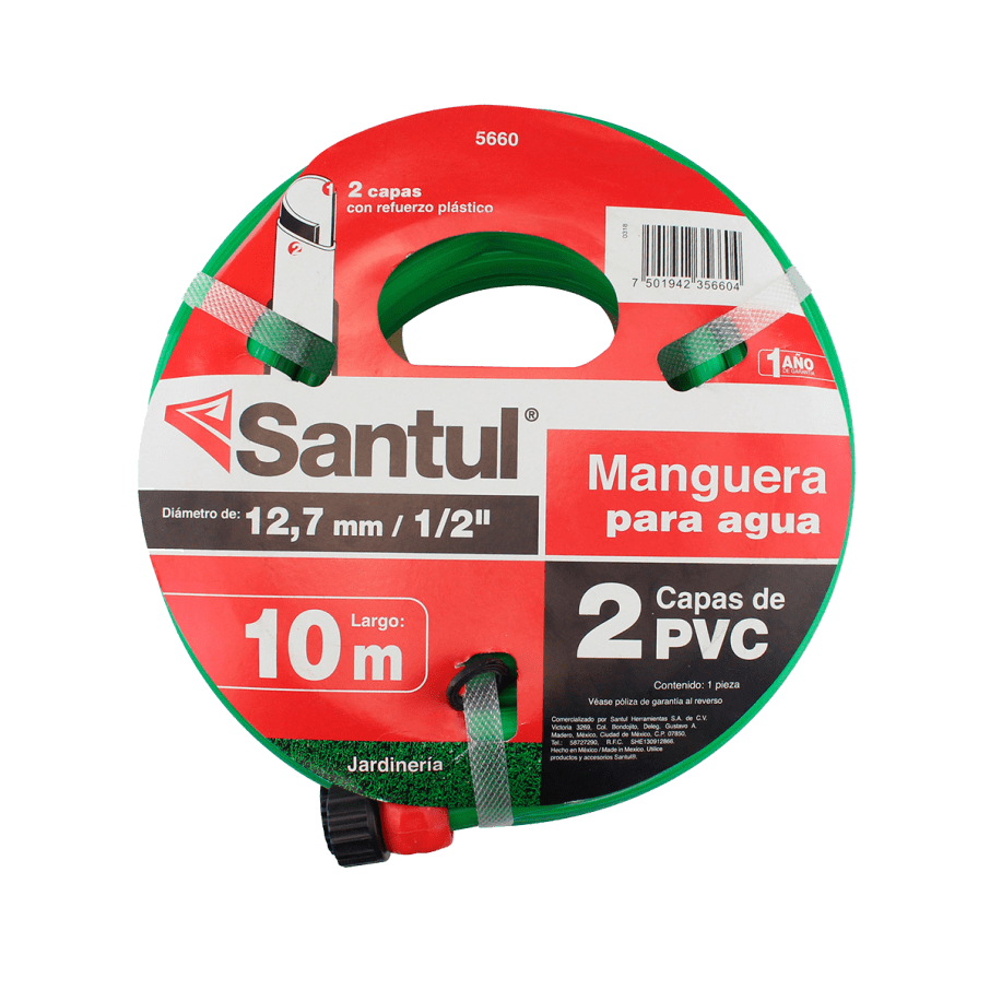Manguera 1/2 Lisa 2 Capas Santul 10Mts Conector Plastico E-6