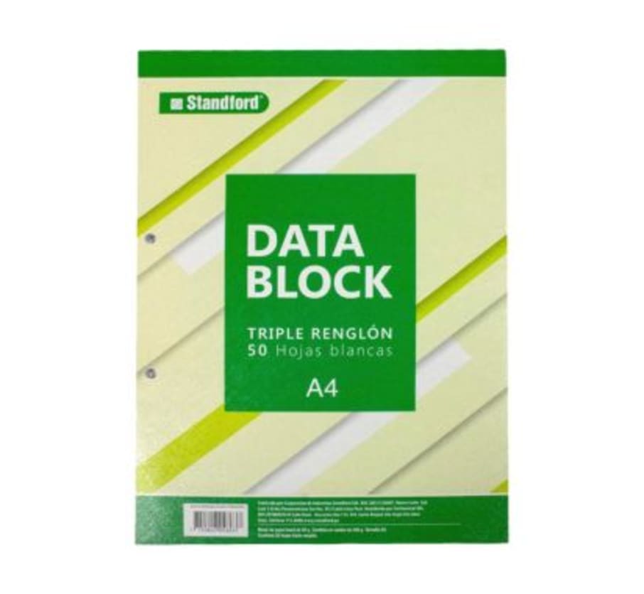 Block Data Block A4 Triple Renglón 60 g x 50 Hojas