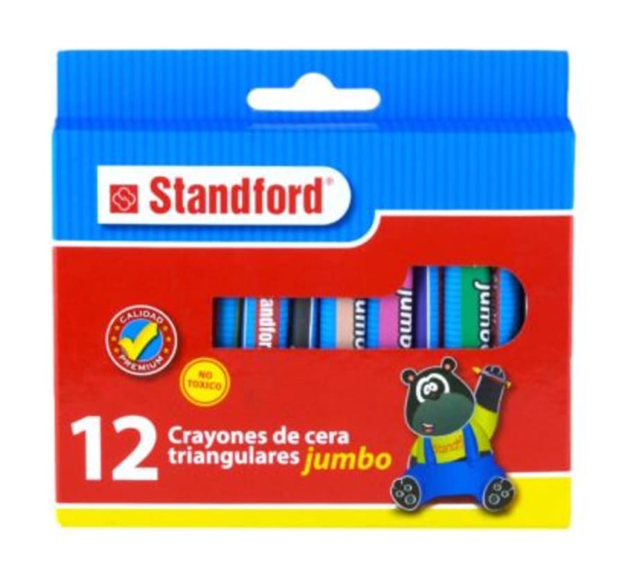 Crayones Jumbo Triangular Caja x 12 Colores Standford