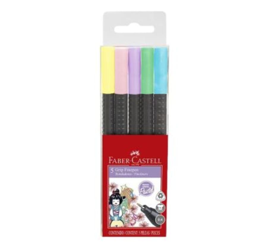 Plumón Grip Finepen Pastel Estuche de Cartón x 5 Unidades