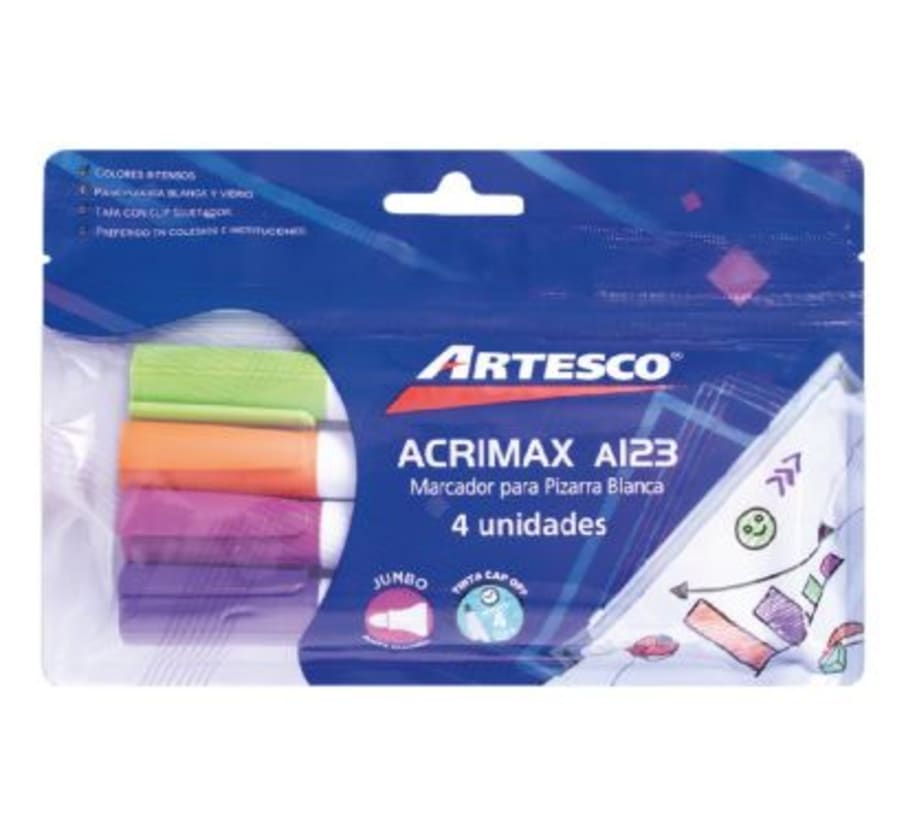 Plumones Acrimax A123 Estuche x 4 Unidades