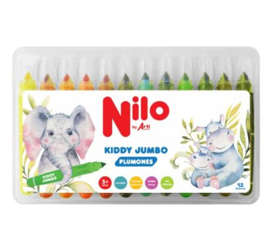 Plumón Kiddy Jumbo Doble Trazo Estuche x 12 Unidades