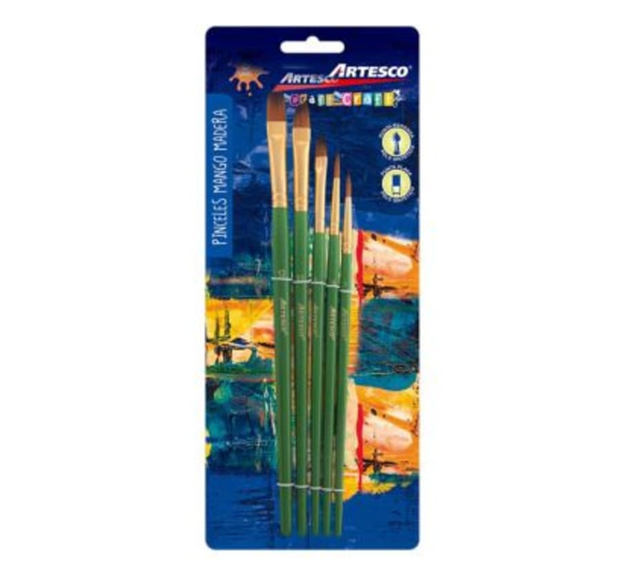 Pincel Nylon de Punta Redonda x 5 Unidades