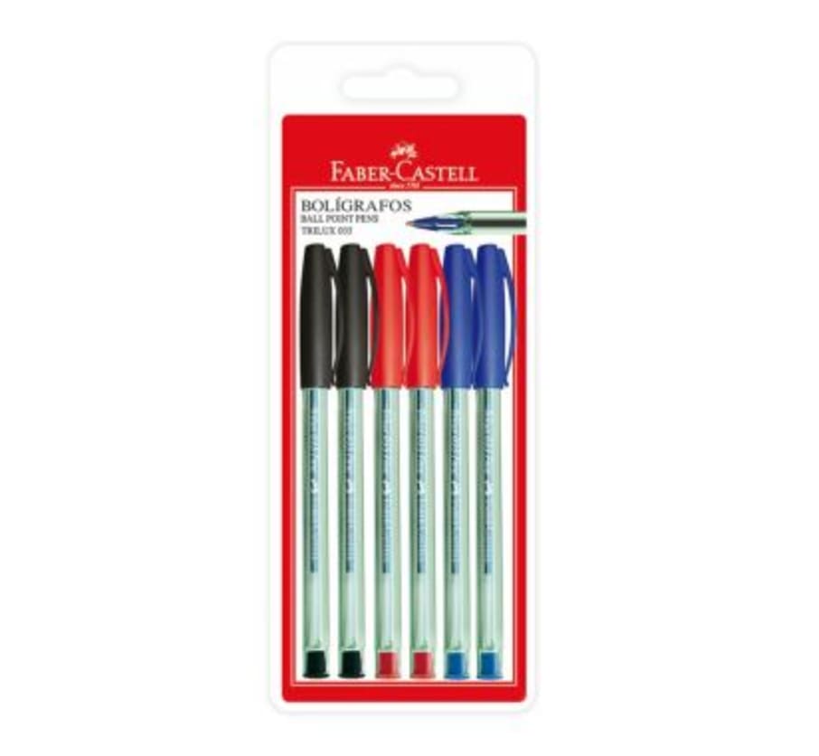 Lapicero Trilux 035 Azul Blister x 6 Unidades 2 Azul / 2 Negro / 2 Rojo